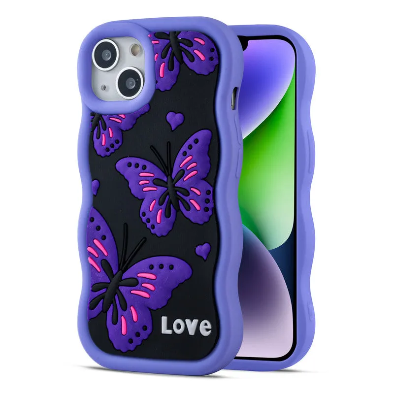 3D Silicone Soft Wave Edges Mobile Back Case For Apple iPhone 14 Plus