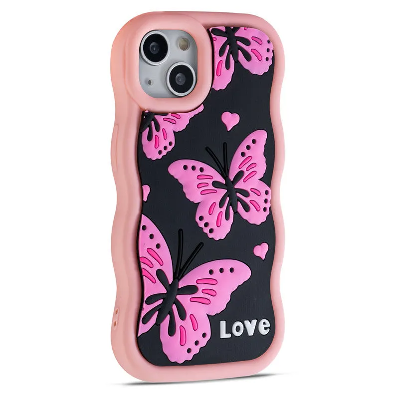 3D Silicone Soft Wave Edges Mobile Back Case For Apple iPhone 14 Plus