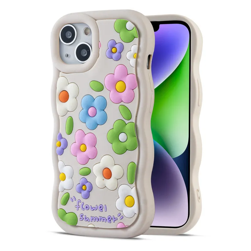 3D Silicone Soft Wave Edges Mobile Back Case For Apple iPhone 14 Plus