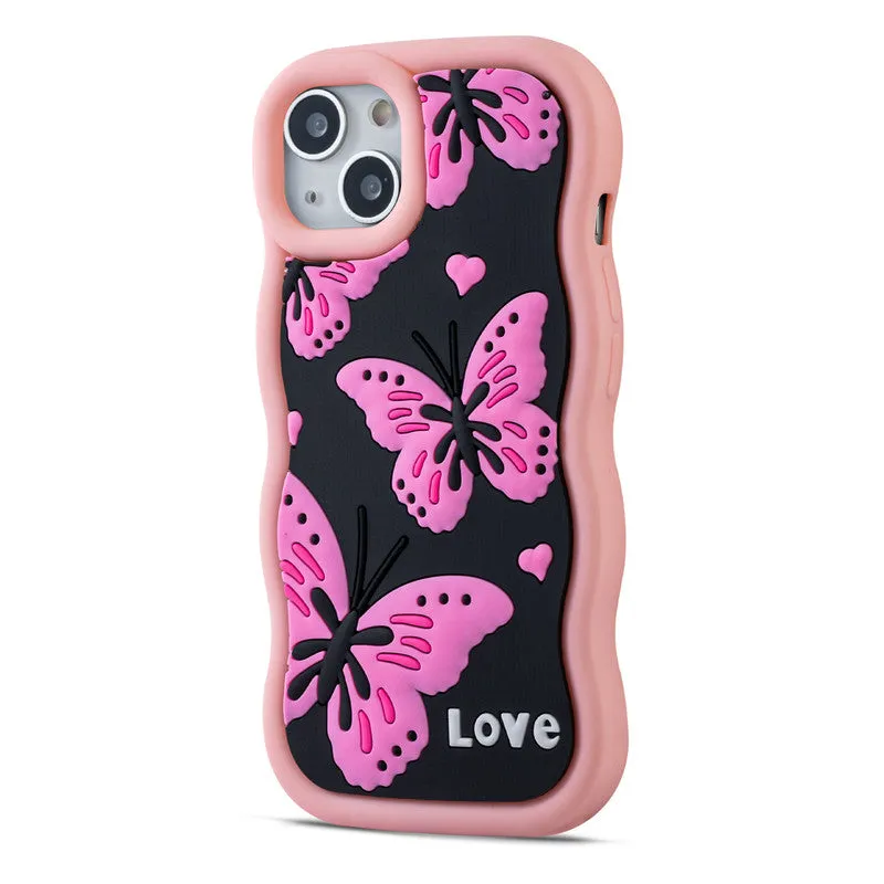 3D Silicone Soft Wave Edges Mobile Back Case For Apple iPhone 14 Plus