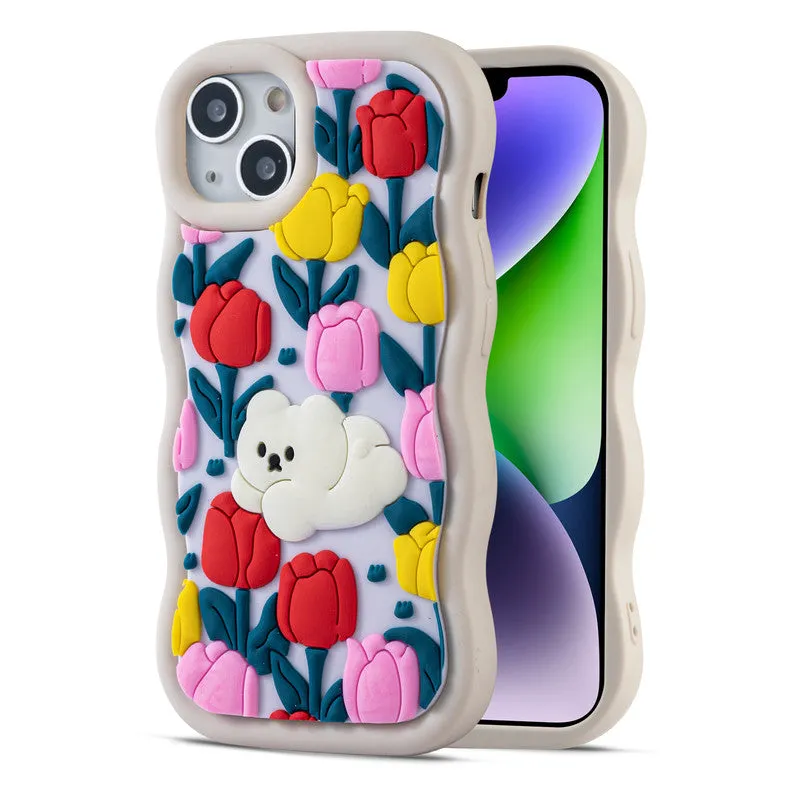 3D Silicone Soft Wave Edges Mobile Back Case For Apple iPhone 14 Plus