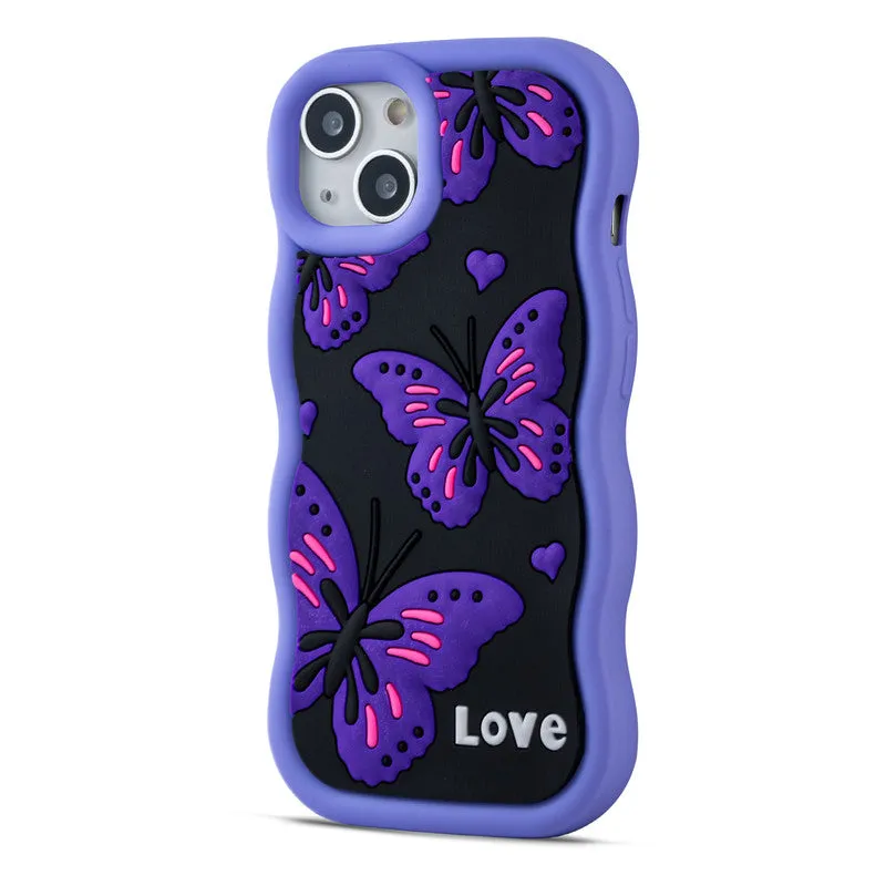 3D Silicone Soft Wave Edges Mobile Back Case For Apple iPhone 14 Plus