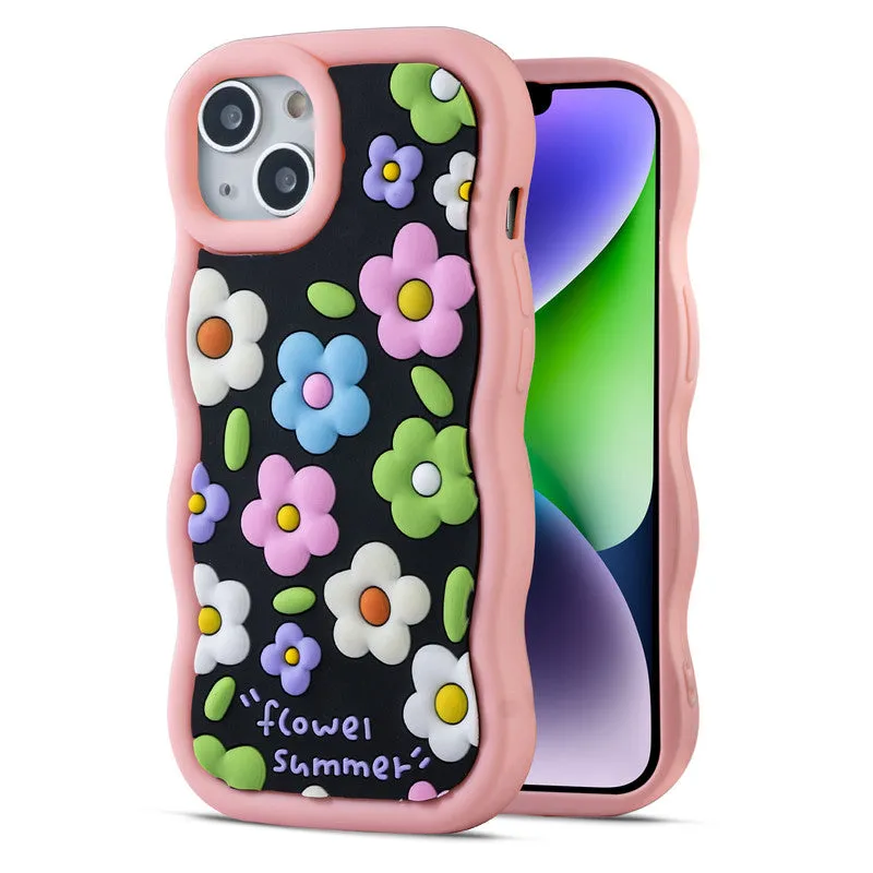 3D Silicone Soft Wave Edges Mobile Back Case For Apple iPhone 14 Plus