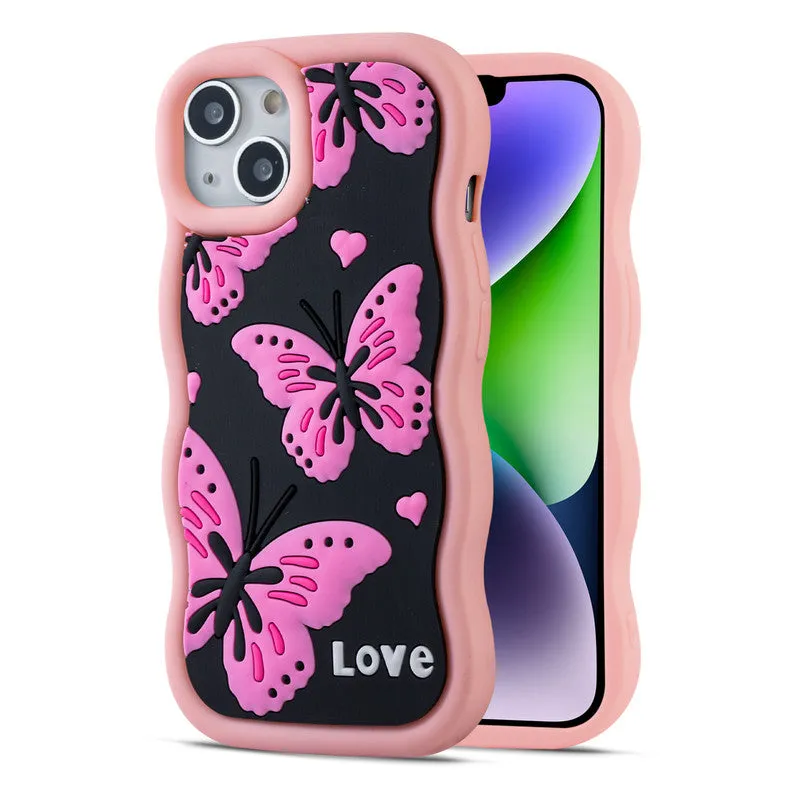 3D Silicone Soft Wave Edges Mobile Back Case For Apple iPhone 14 Plus