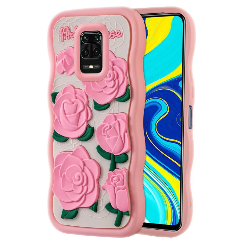 3D Silicone Soft Wave Edges Mobile Back Case For Redmi Note 9 Pro