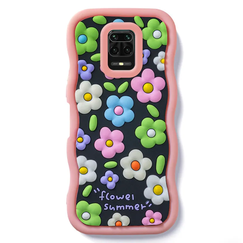 3D Silicone Soft Wave Edges Mobile Back Case For Redmi Note 9 Pro