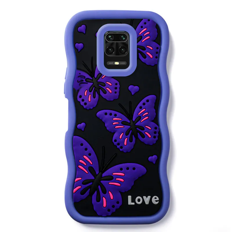 3D Silicone Soft Wave Edges Mobile Back Case For Redmi Note 9 Pro