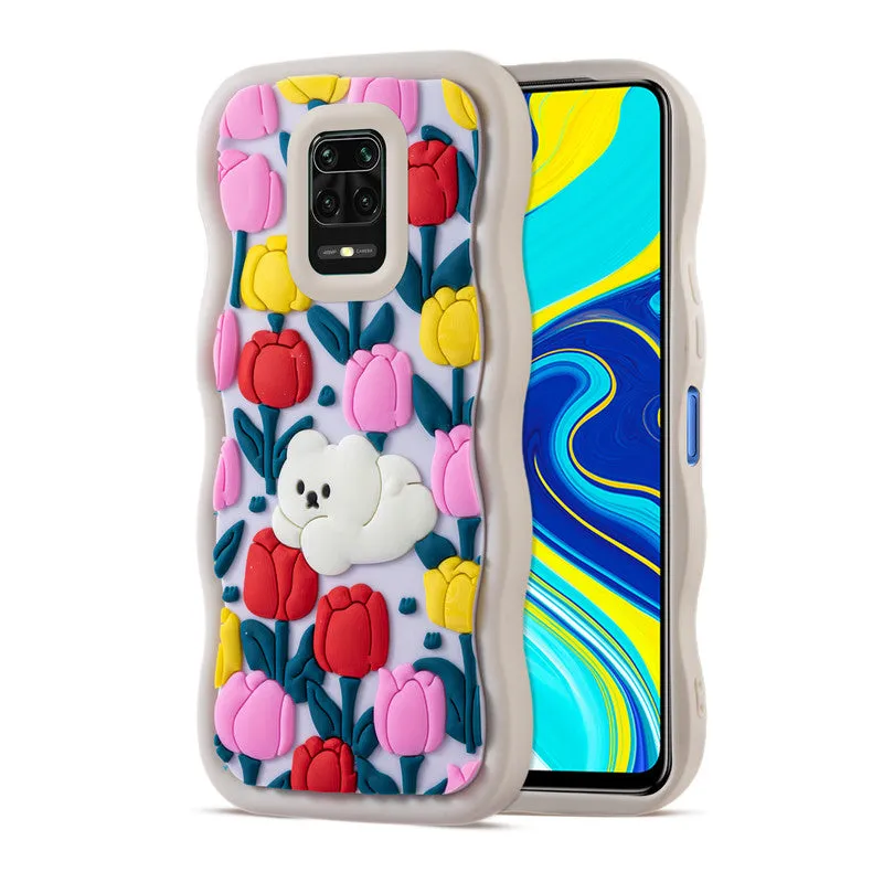 3D Silicone Soft Wave Edges Mobile Back Case For Redmi Note 9 Pro