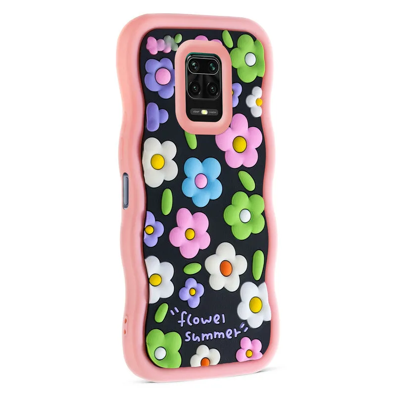 3D Silicone Soft Wave Edges Mobile Back Case For Redmi Note 9 Pro