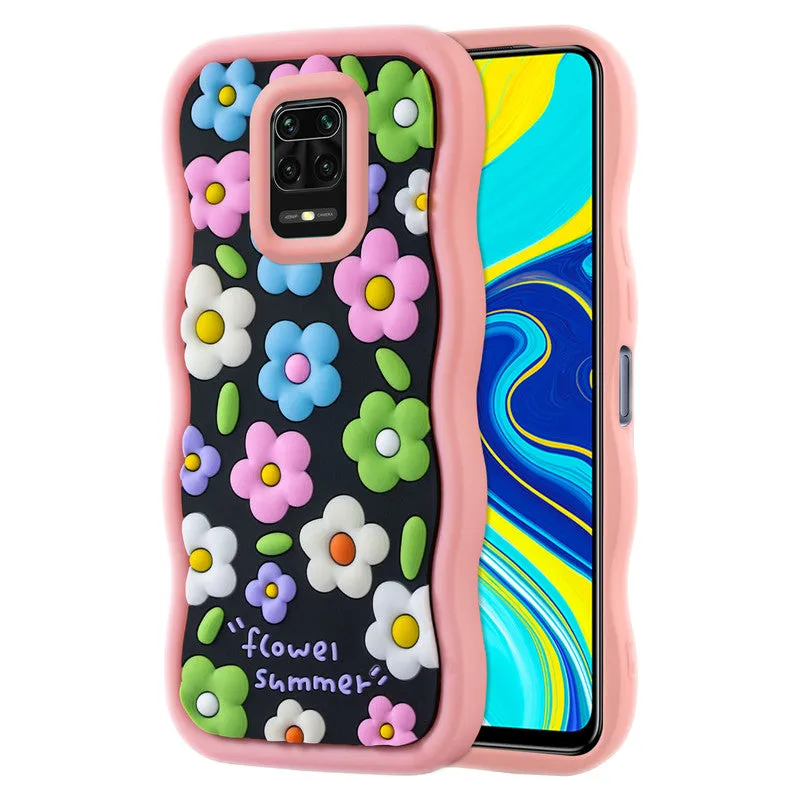 3D Silicone Soft Wave Edges Mobile Back Case For Redmi Note 9 Pro