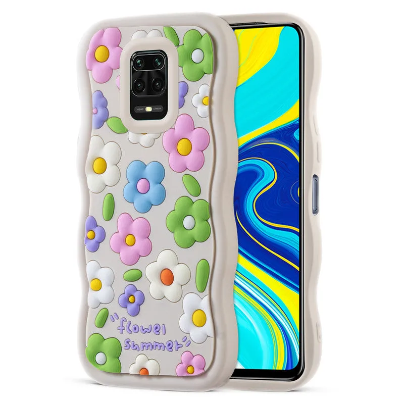 3D Silicone Soft Wave Edges Mobile Back Case For Redmi Note 9 Pro