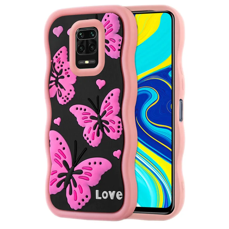 3D Silicone Soft Wave Edges Mobile Back Case For Redmi Note 9 Pro