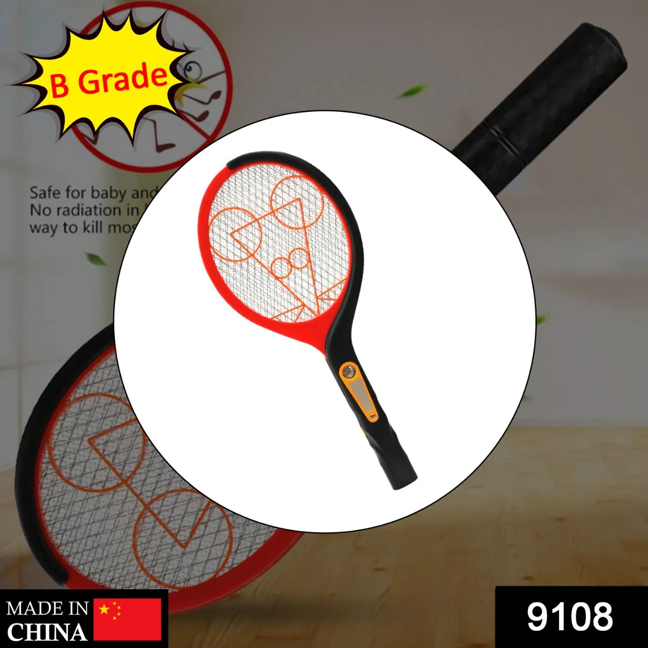 9108 Anti Mosquito Racquet Rechargeable Insect Killer Bat with LED Light