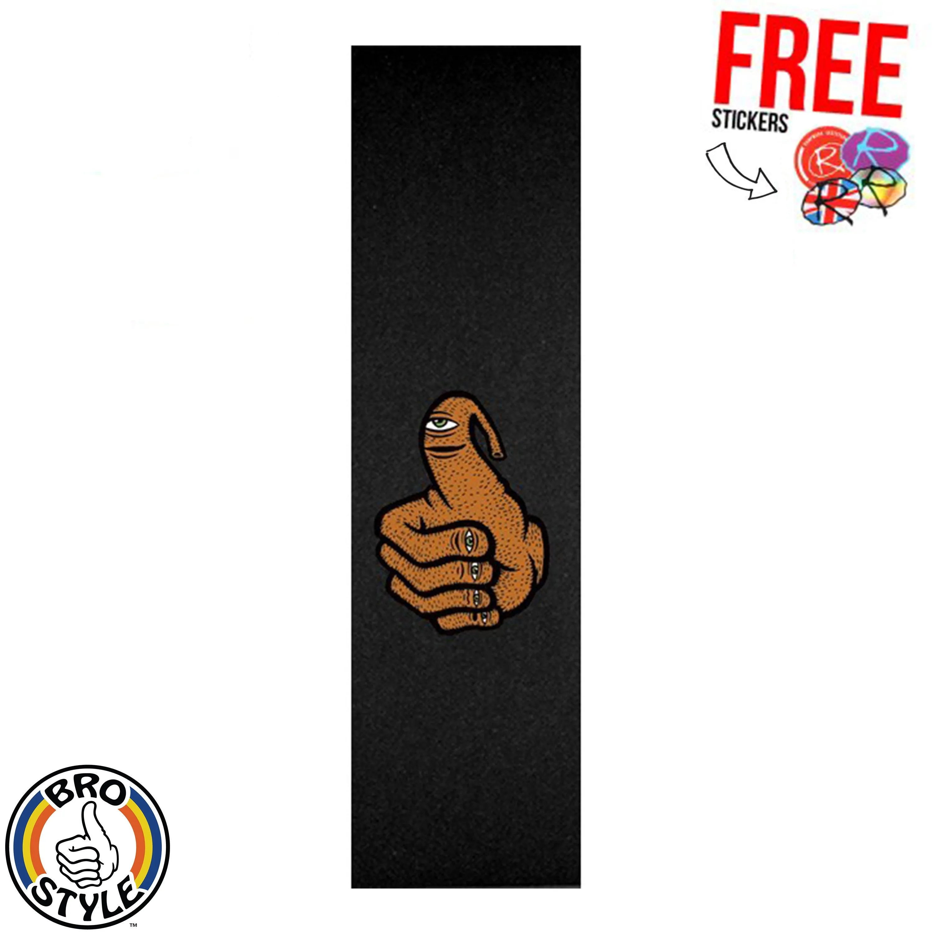 Bro Style Ripper Thumb Skateboard Griptape, Black/Thumb