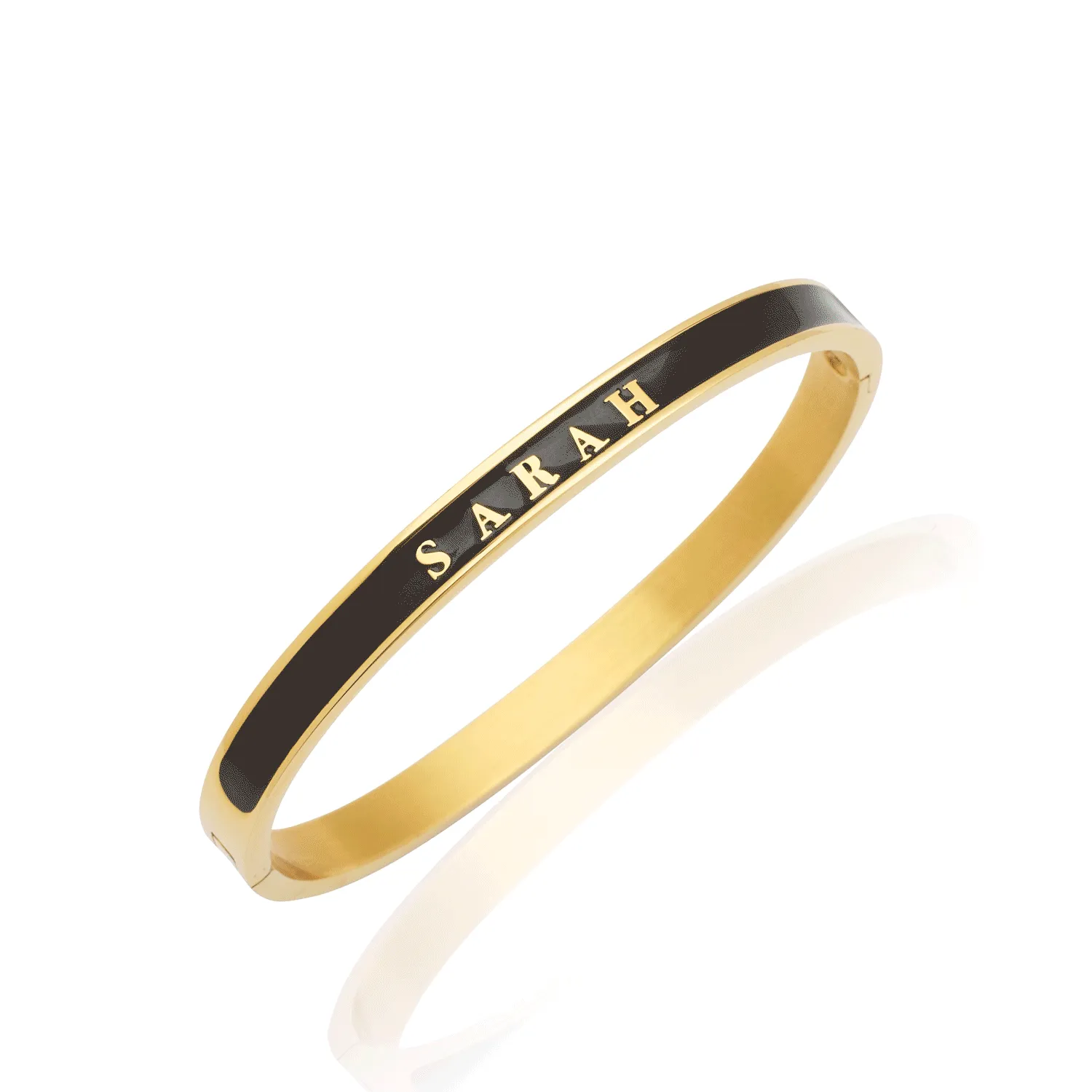 Custom Name Color Enamel Bangle (Gold)