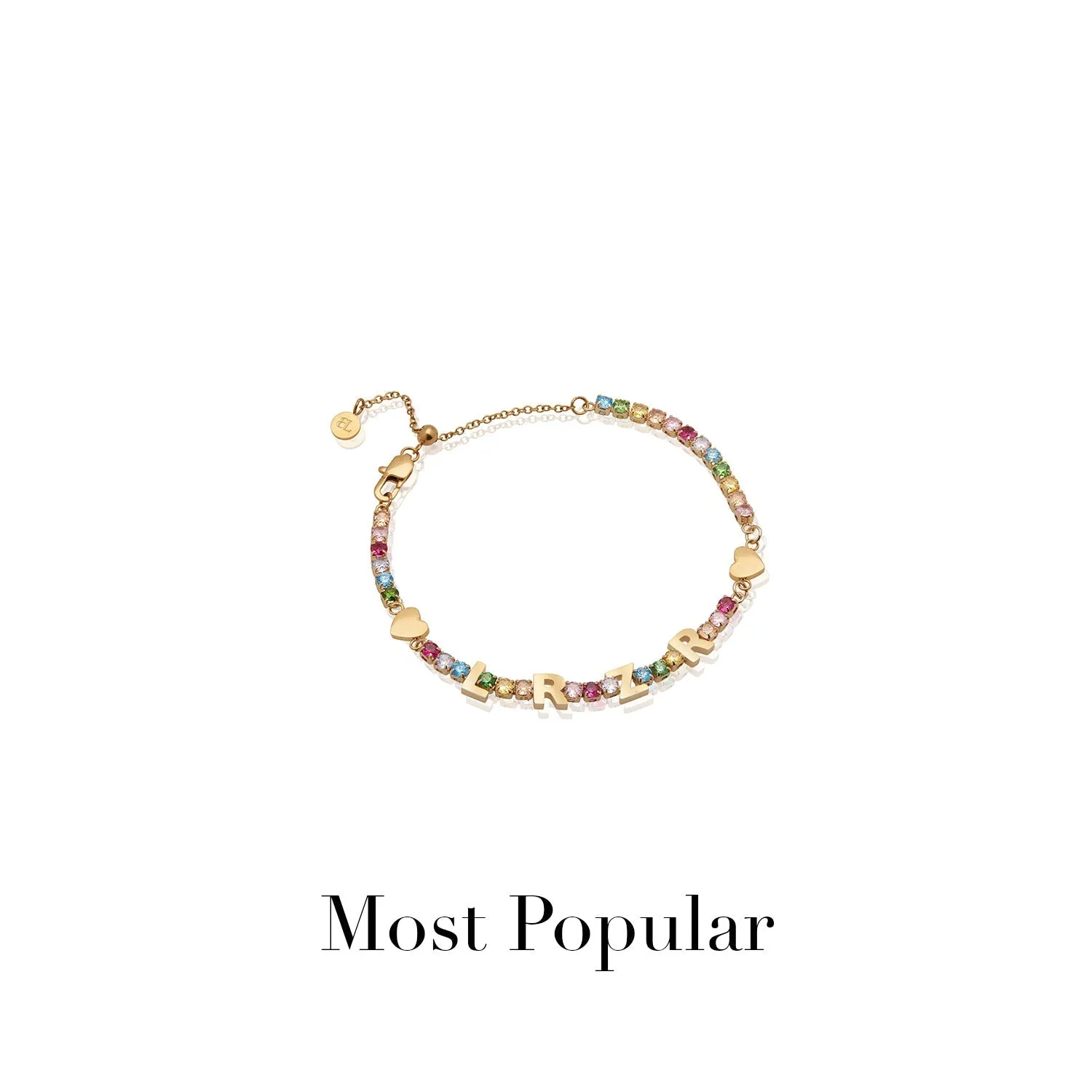 Custom Name Rainbow Tennis Bracelet (Gold)