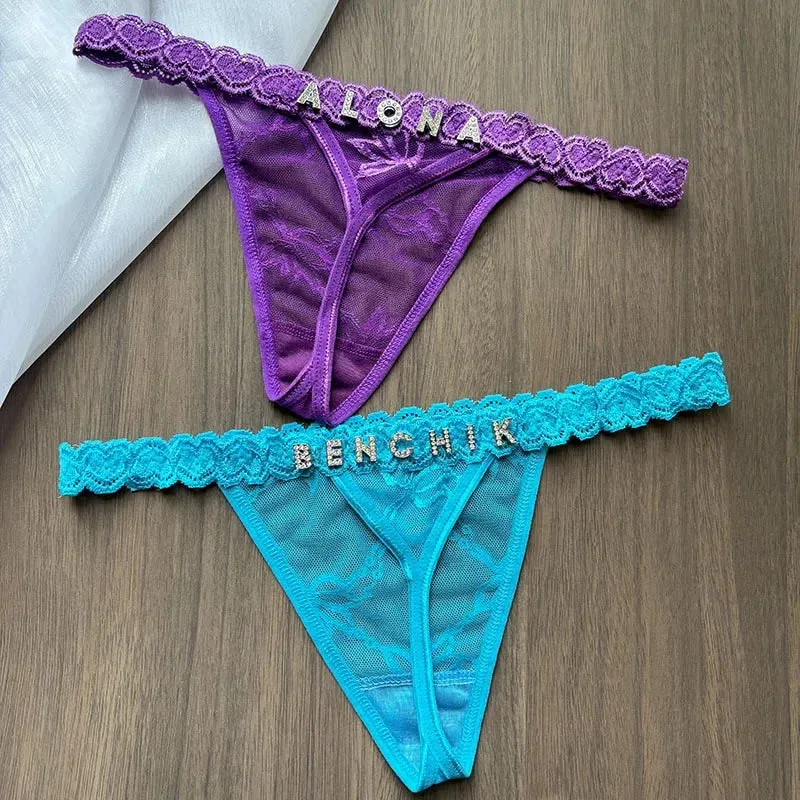 Custom Name Rhinestone Thongs