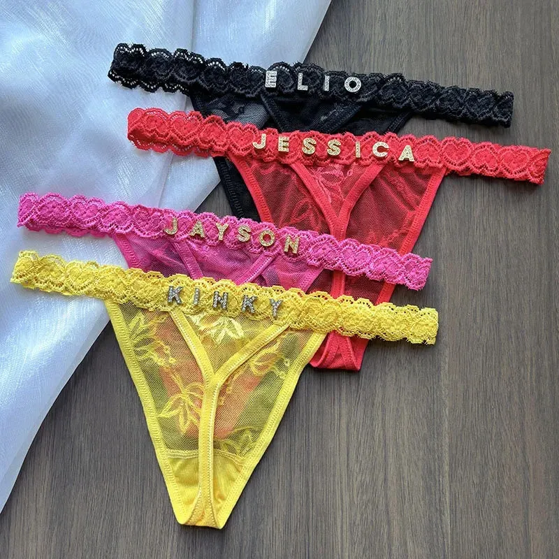 Custom Name Rhinestone Thongs