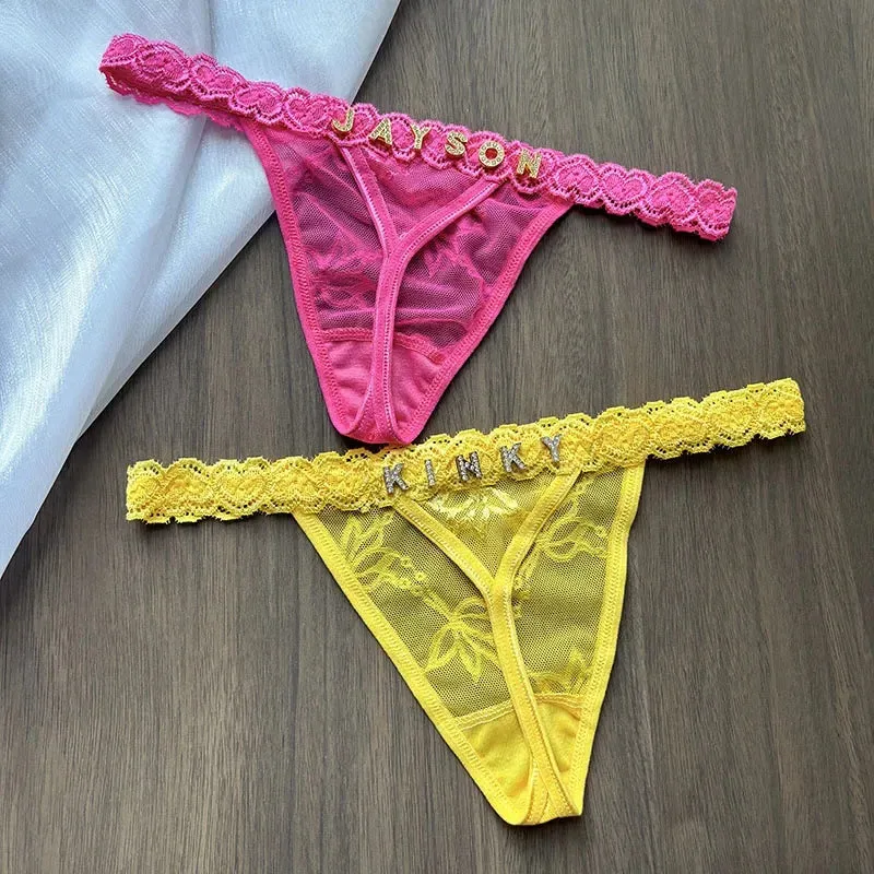 Custom Name Rhinestone Thongs