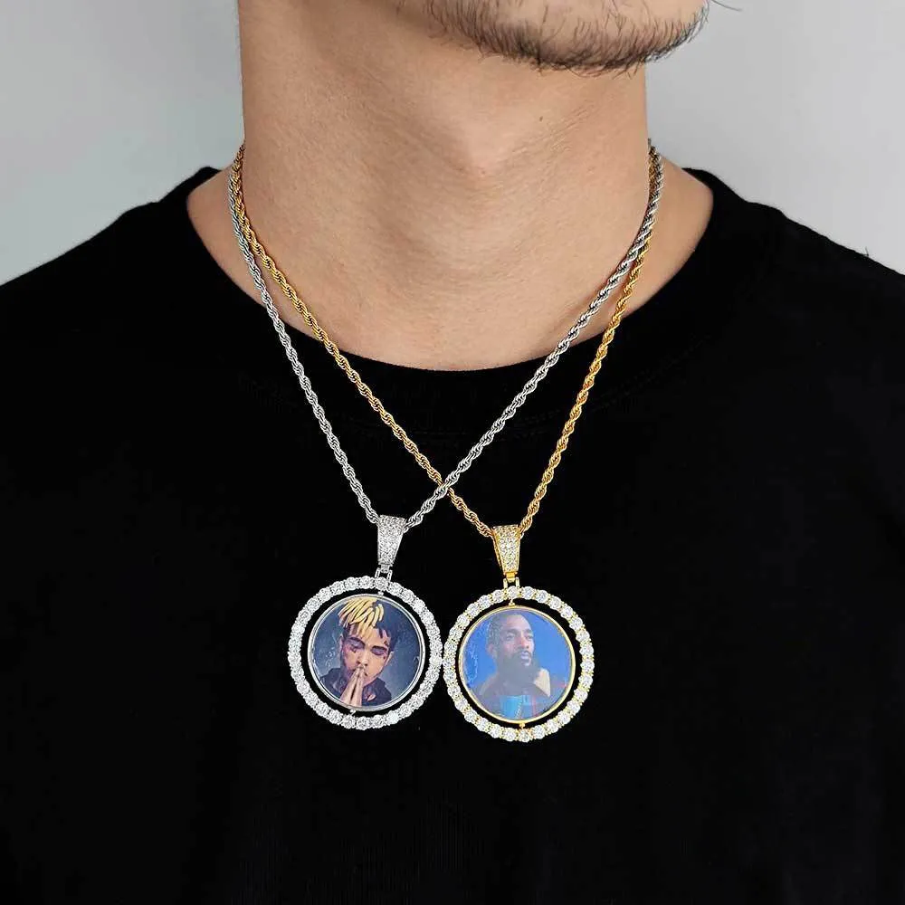 Custom Two-Face Rotating Round Photo Pendant