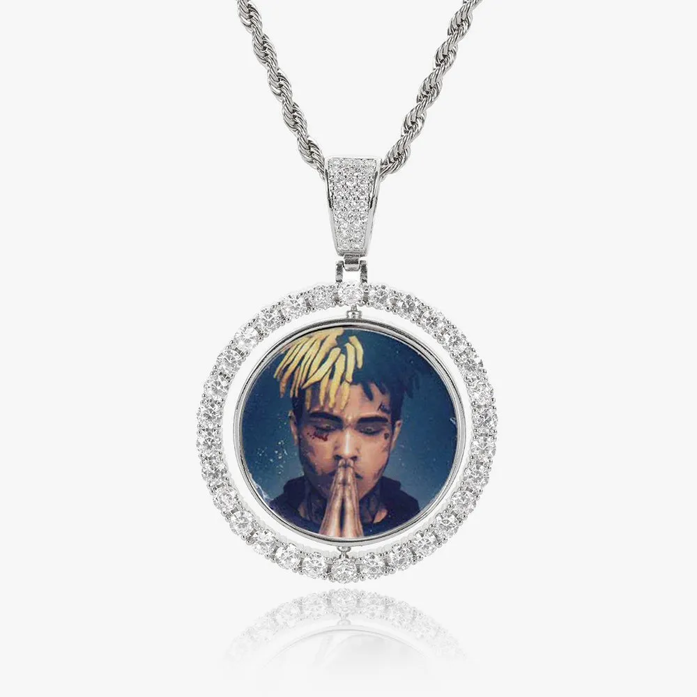 Custom Two-Face Rotating Round Photo Pendant