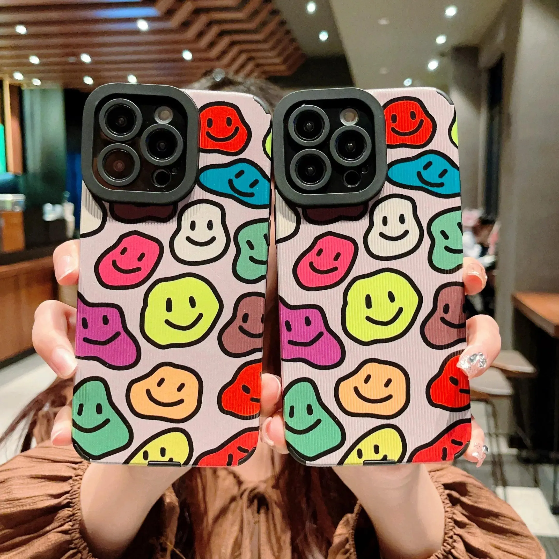 Cute Colorful Smiley Phone Case Cover for iPhone 15, 14, 13, 12, 11 Pro Max, X, Xs Max, XR, 7, 8 Plus, SE 2020