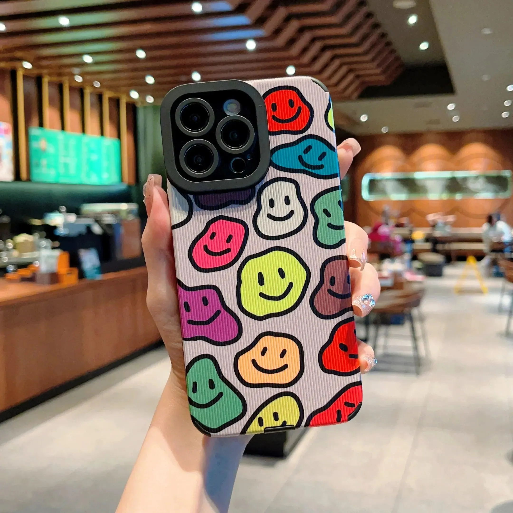 Cute Colorful Smiley Phone Case Cover for iPhone 15, 14, 13, 12, 11 Pro Max, X, Xs Max, XR, 7, 8 Plus, SE 2020