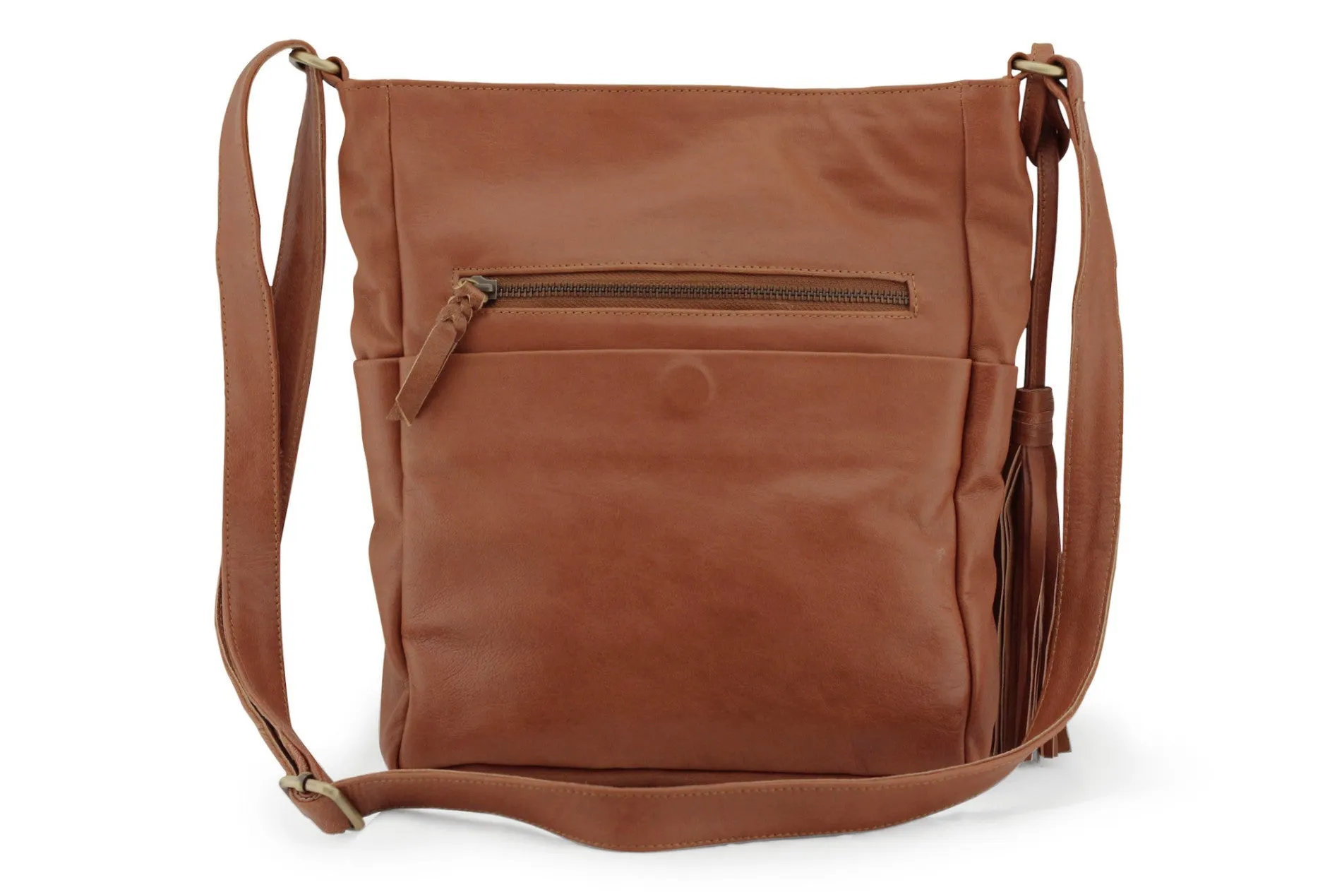 JADE LEATHER HANDBAG IN MOCCA