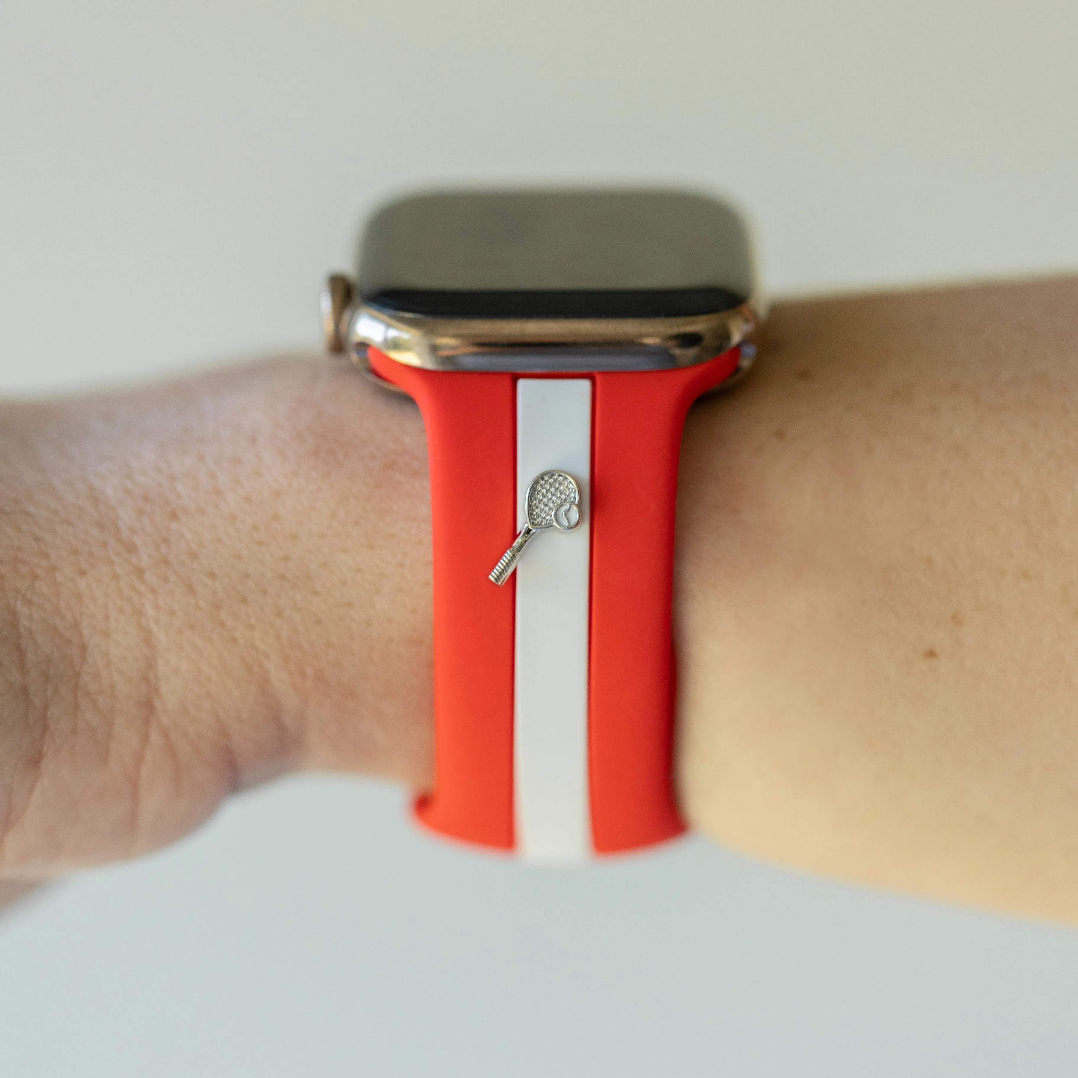 Let's Cause a Racket 🏓 Red and White Smart Watch Band