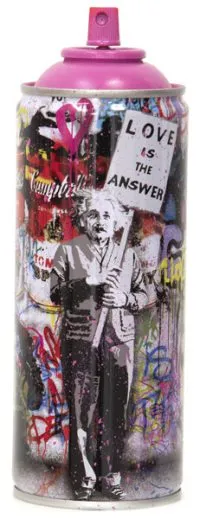 Love is the Answer Pink Spray Paint Can Sculpture by Mr Brainwash- Thierry Guetta