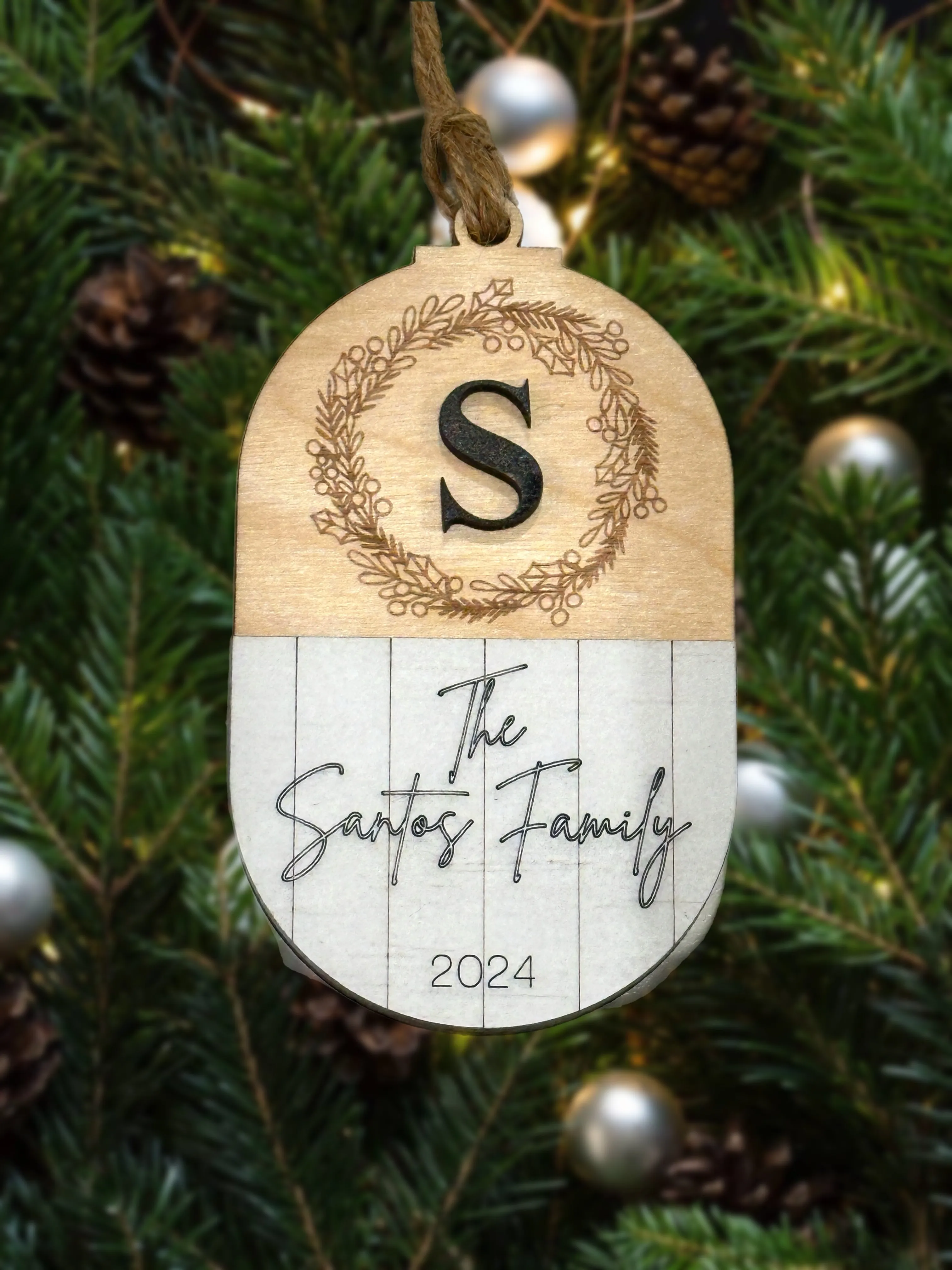 Personalized Family Name Farmhouse Style Ornament