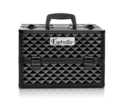 Portable Beauty Makeup Case Diamond Black