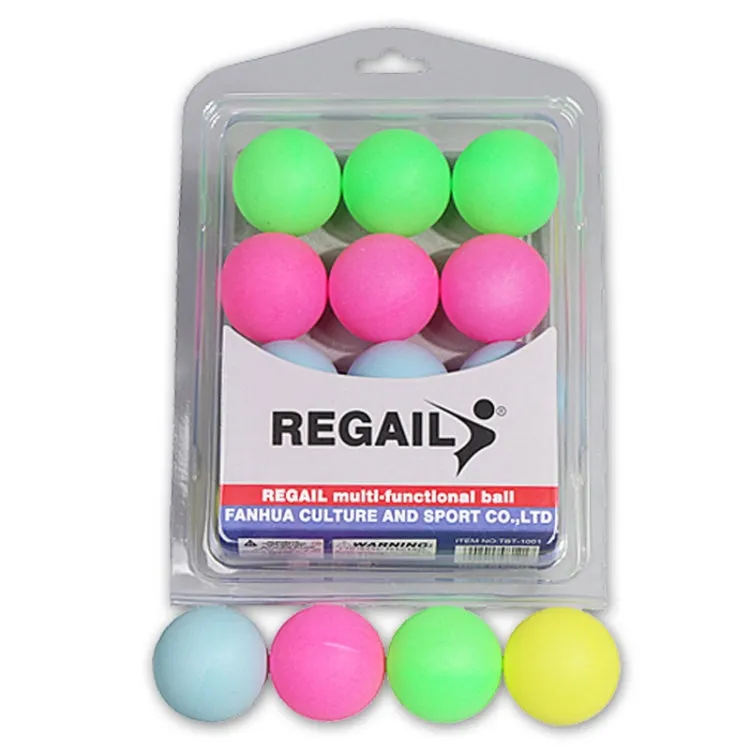 REGAIL 12pcs/box Colorful Plastic Table Tennis Balls(Red Yellow Blue Green)