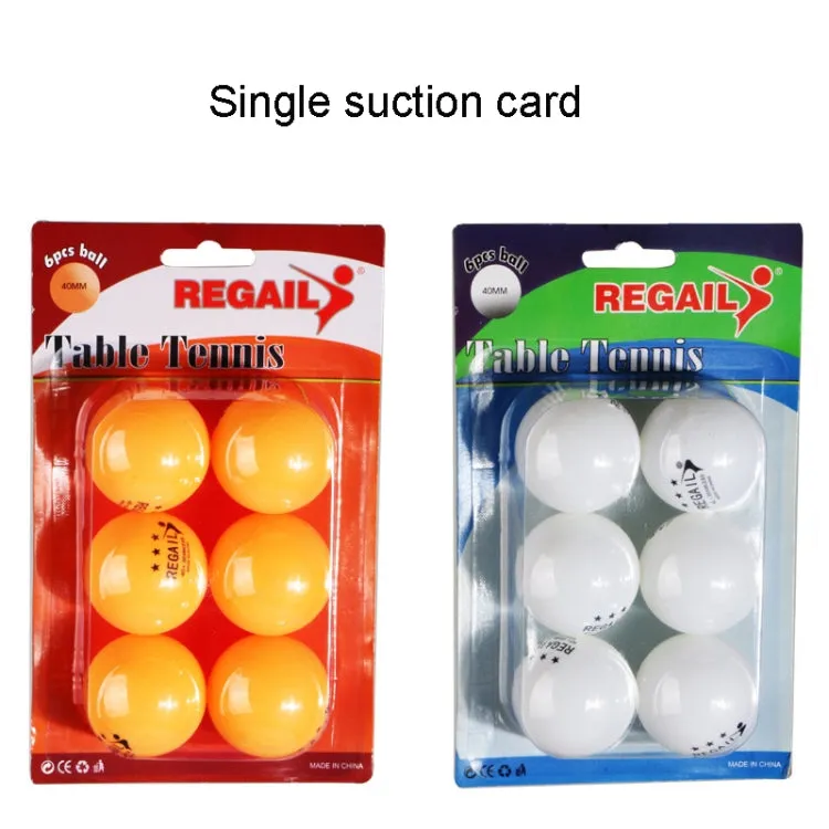 REGAIL 6pcs Training Table Tennis, Model: Single Suction (White)