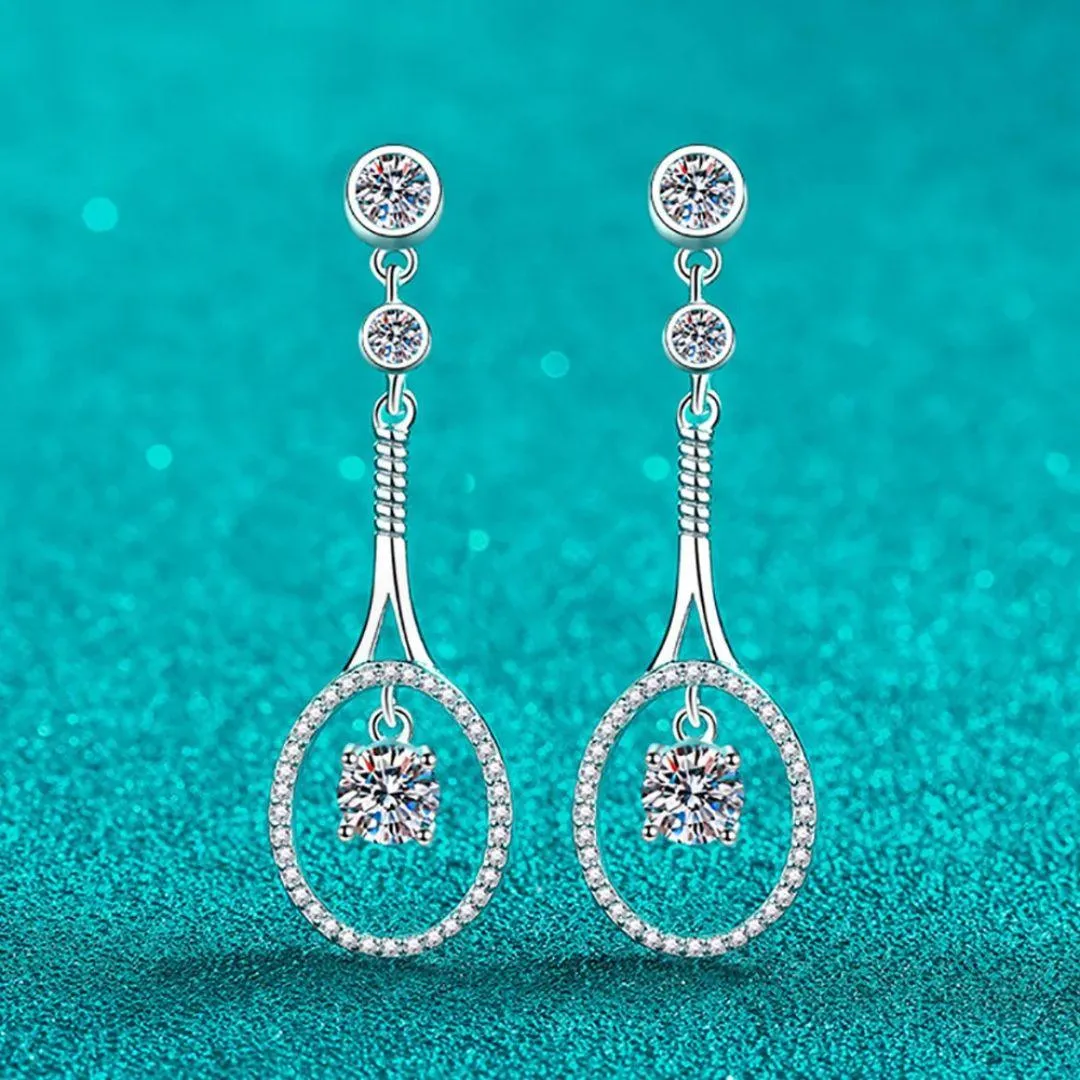 RSE-238 Moissanite Tennis Racket Drop Earrings