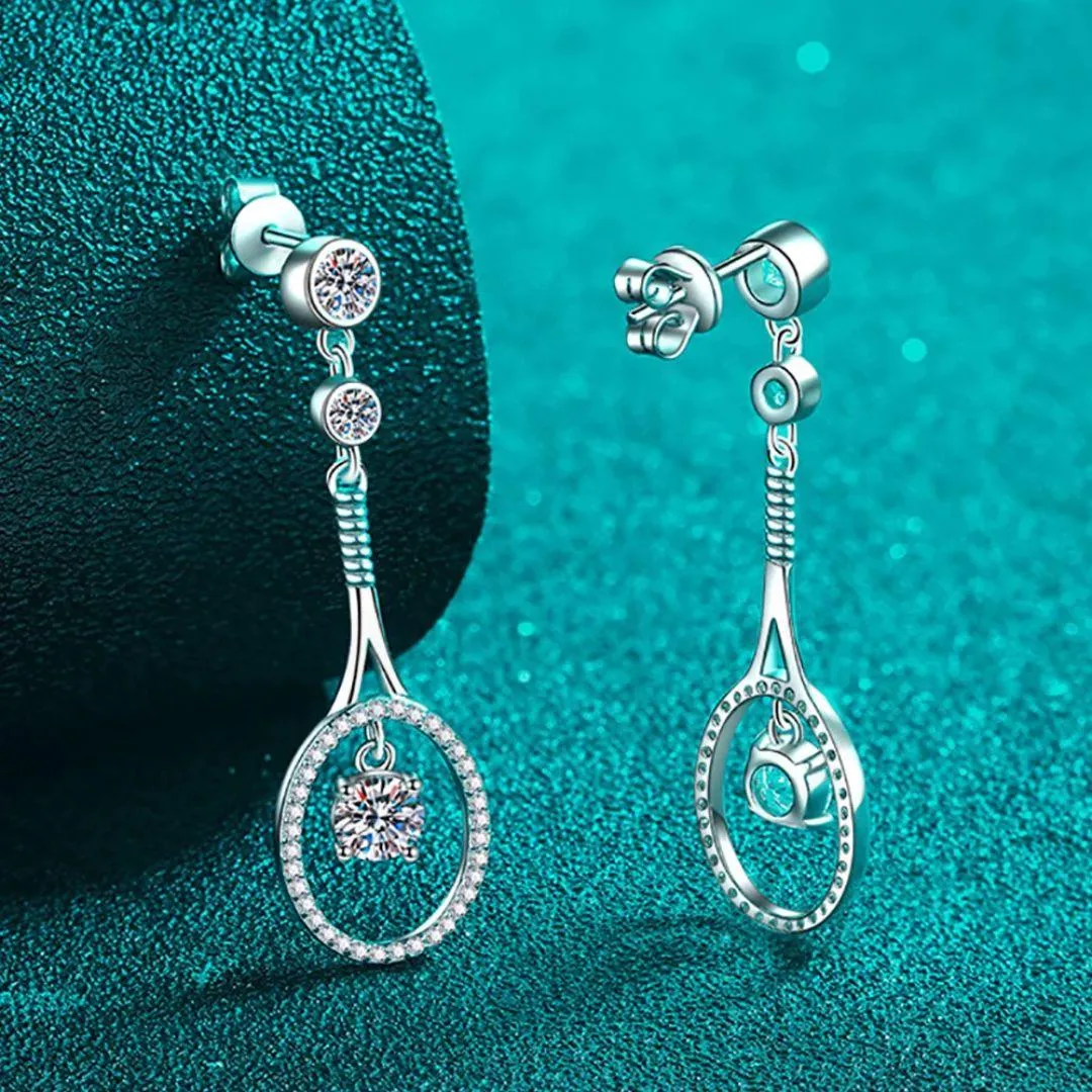 RSE-238 Moissanite Tennis Racket Drop Earrings