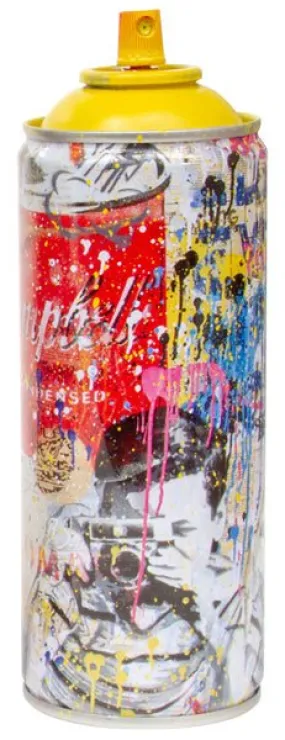 Smile Portrait Yellow Spray Paint Can Sculpture by Mr Brainwash- Thierry Guetta