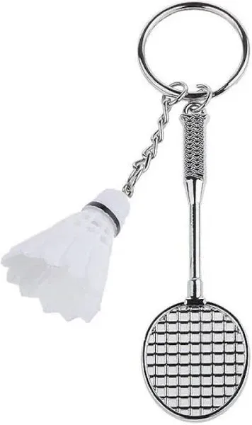 Stylish Metal Badminton Keychain WHITE