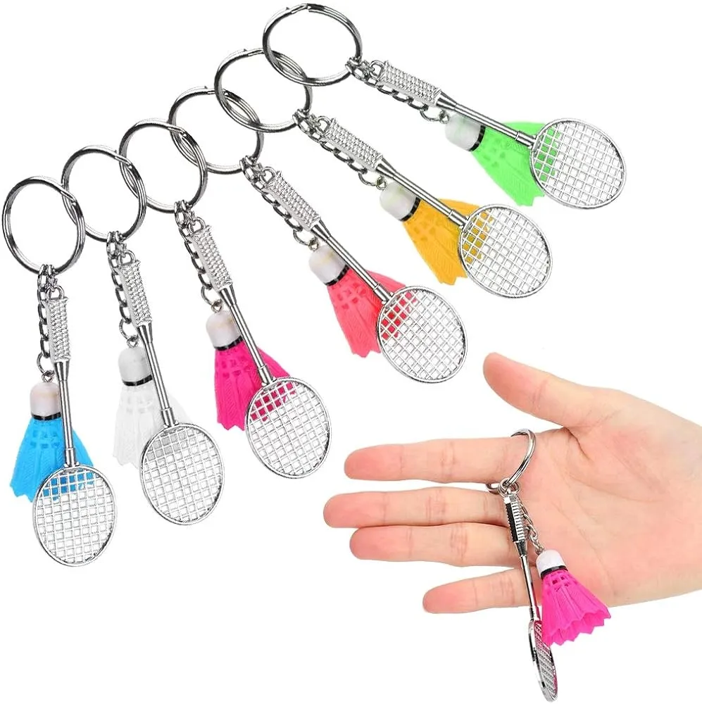 Stylish Metal Badminton Keychain WHITE