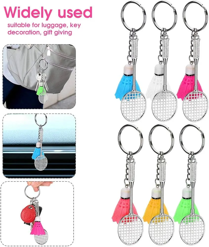 Stylish Metal Badminton Keychain WHITE