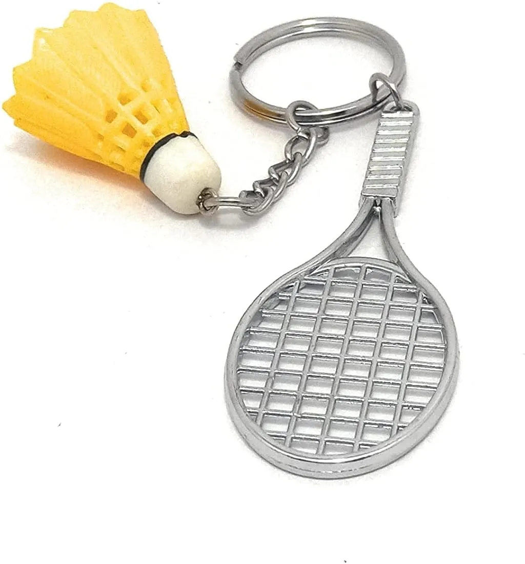 Stylish Metal Badminton Keychain Yellow