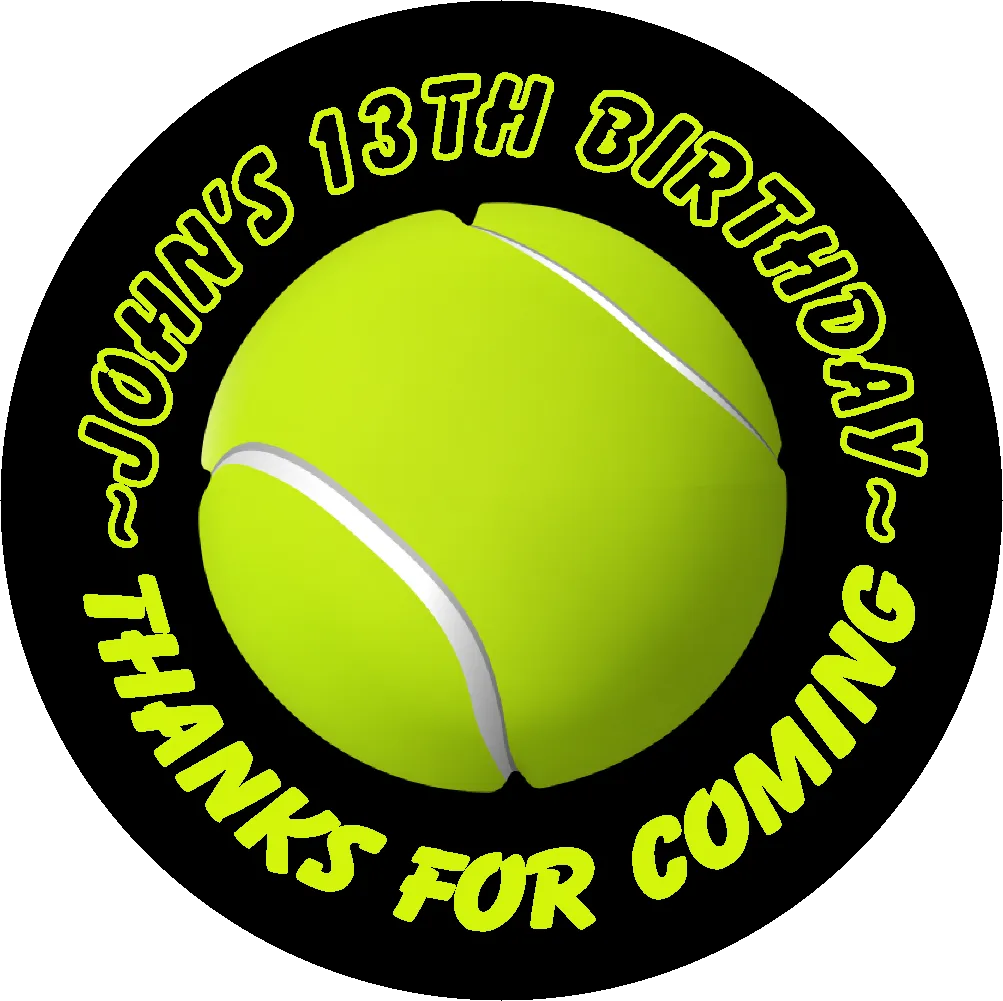 Tennis Racket Ball Birthday Party Favors Personalized Round Stickers Supplies Labels ideas