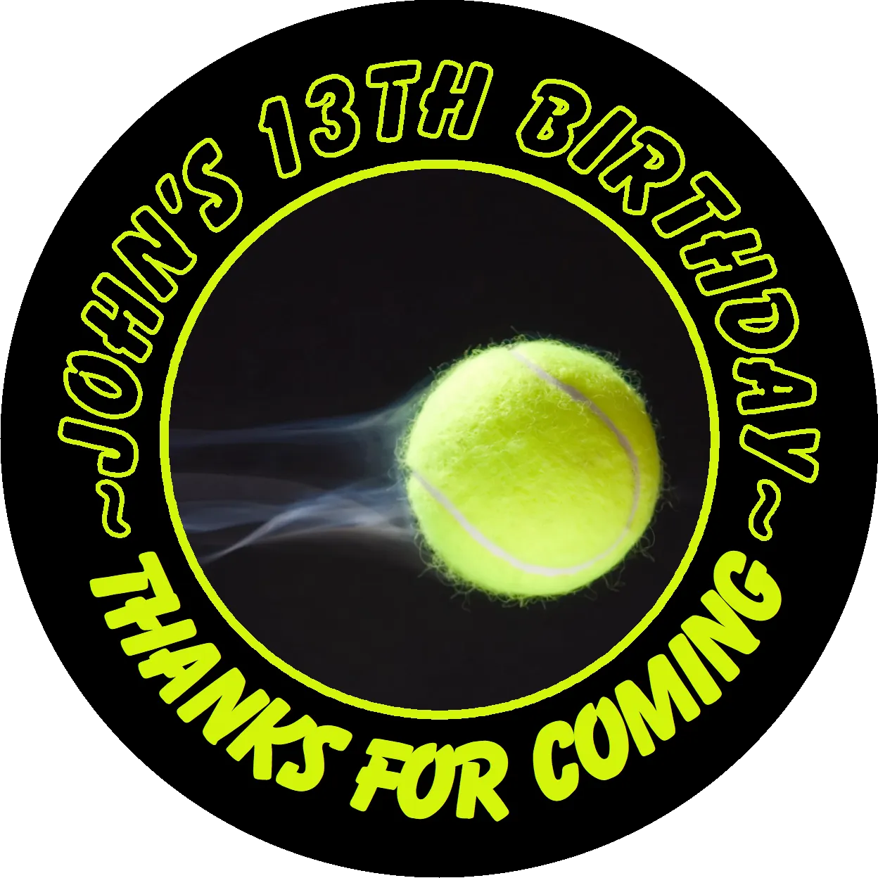 Tennis Racket Ball Birthday Party Favors Personalized Round Stickers Supplies Labels ideas