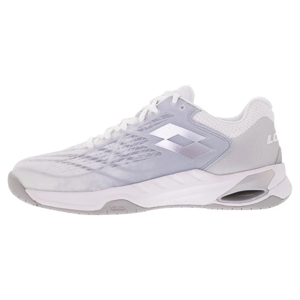 Women's Mirage 100 Speed Tennis Shoes All White and Silver Metal 2